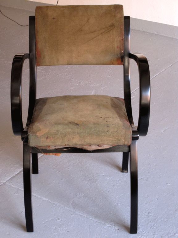 Stained Pair of 1930s French Armchairs For Sale