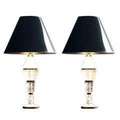 Pair of Rock Crystal and Wrought iron Table lamps
