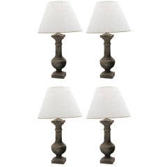 Antique 2 Elegant Pairs of Stone Balustrade Lamps