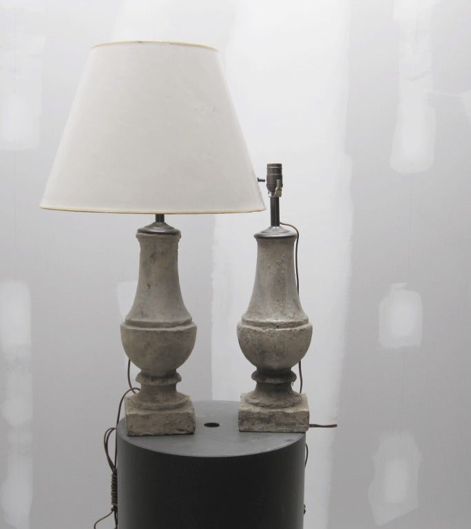 French Pair of  Balustrade Plaster Table Lamps