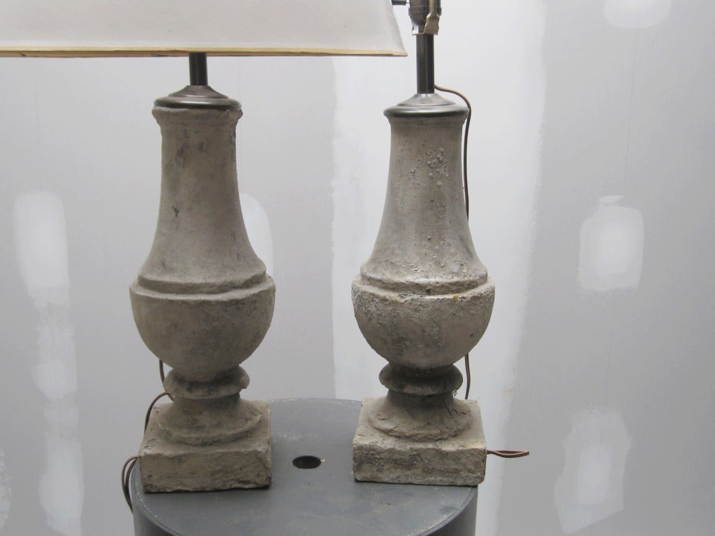 19th Century Pair of  Balustrade Plaster Table Lamps