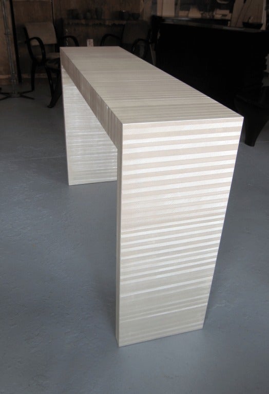 French White Textured Console by Pierre Bonnefille