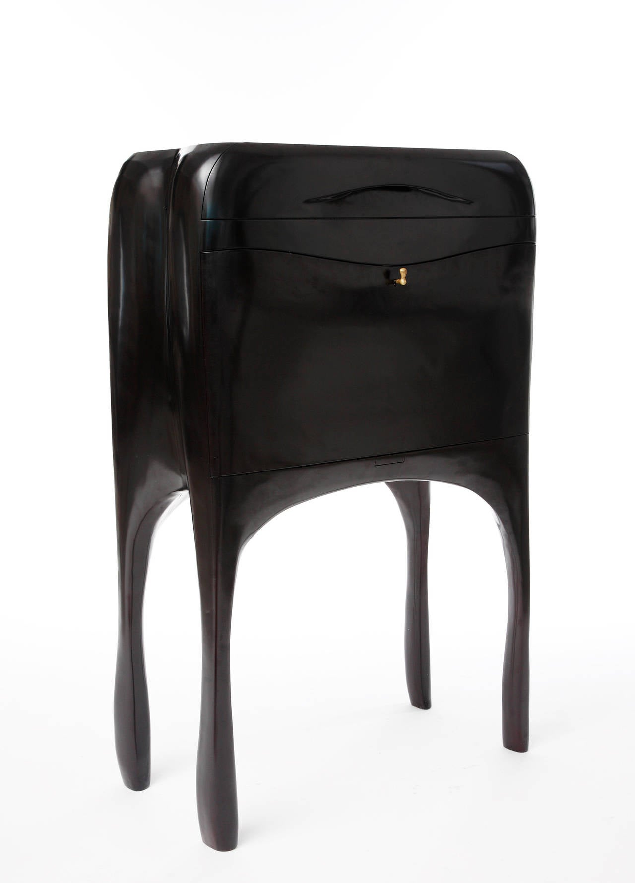French Drop-Leaf Sculpted Secretaire by Jacques Jarrige, 2006