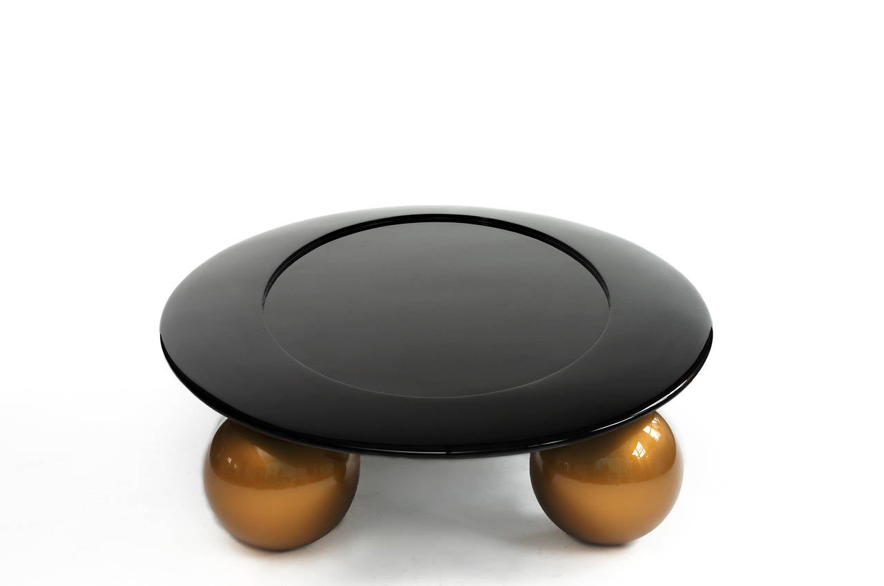Lacquered Large Oval Coffee Table by Tinatin Kilaberidze For Sale