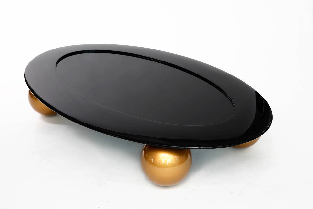 American Large Oval Coffee Table by Tinatin Kilaberidze For Sale