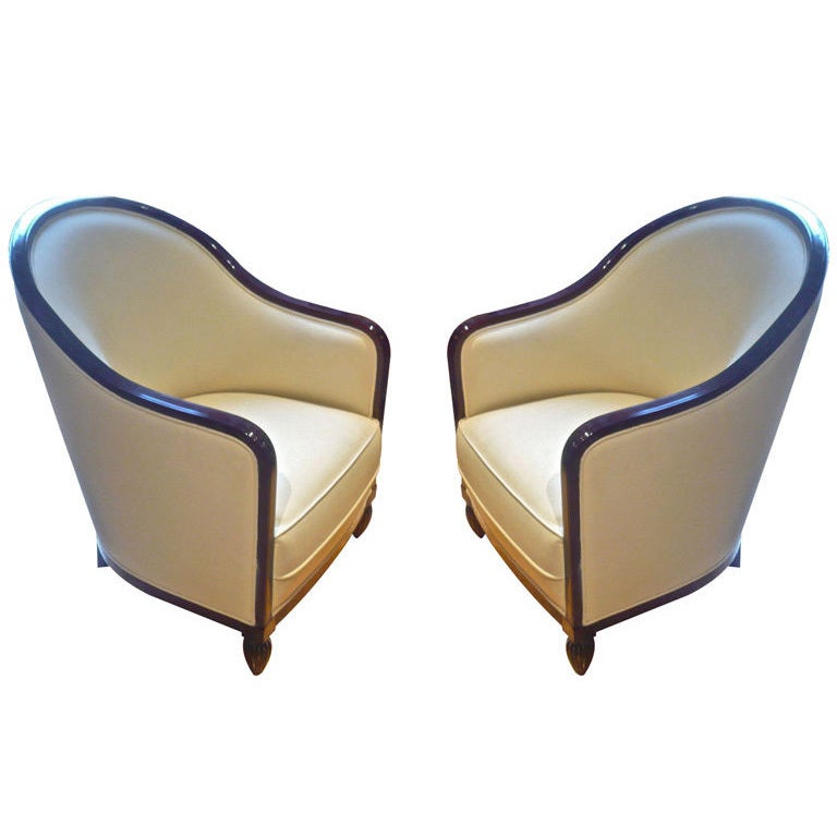 Pair of Mahogany Armchairs by Maurice Dufrene