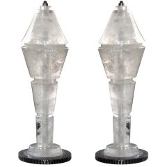 Large Pair of Rock Crystal Lamps