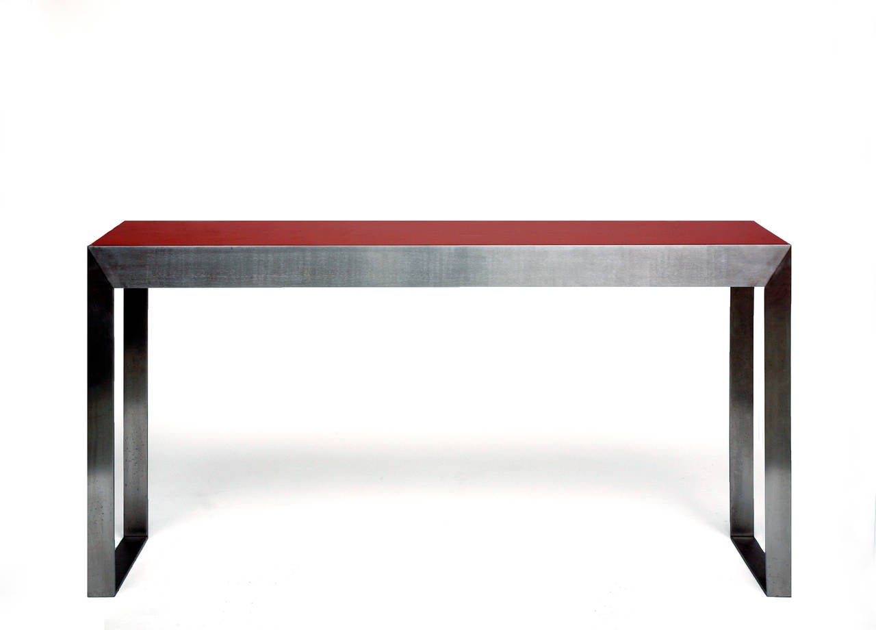 Textured Lacquered Console by French Artist Pierre Bonnefille In Excellent Condition For Sale In New York, NY
