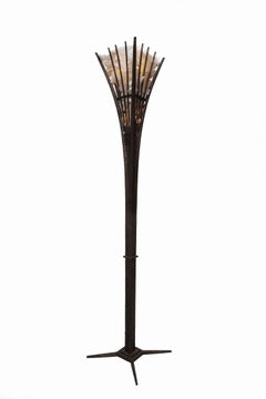 Wrought Iron and Rock Crystal Floor Lamp