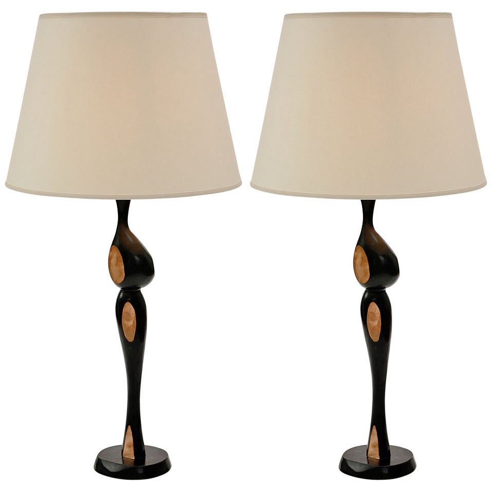 Pair of Tall Bronze Lamps by Jacques Jarrige
