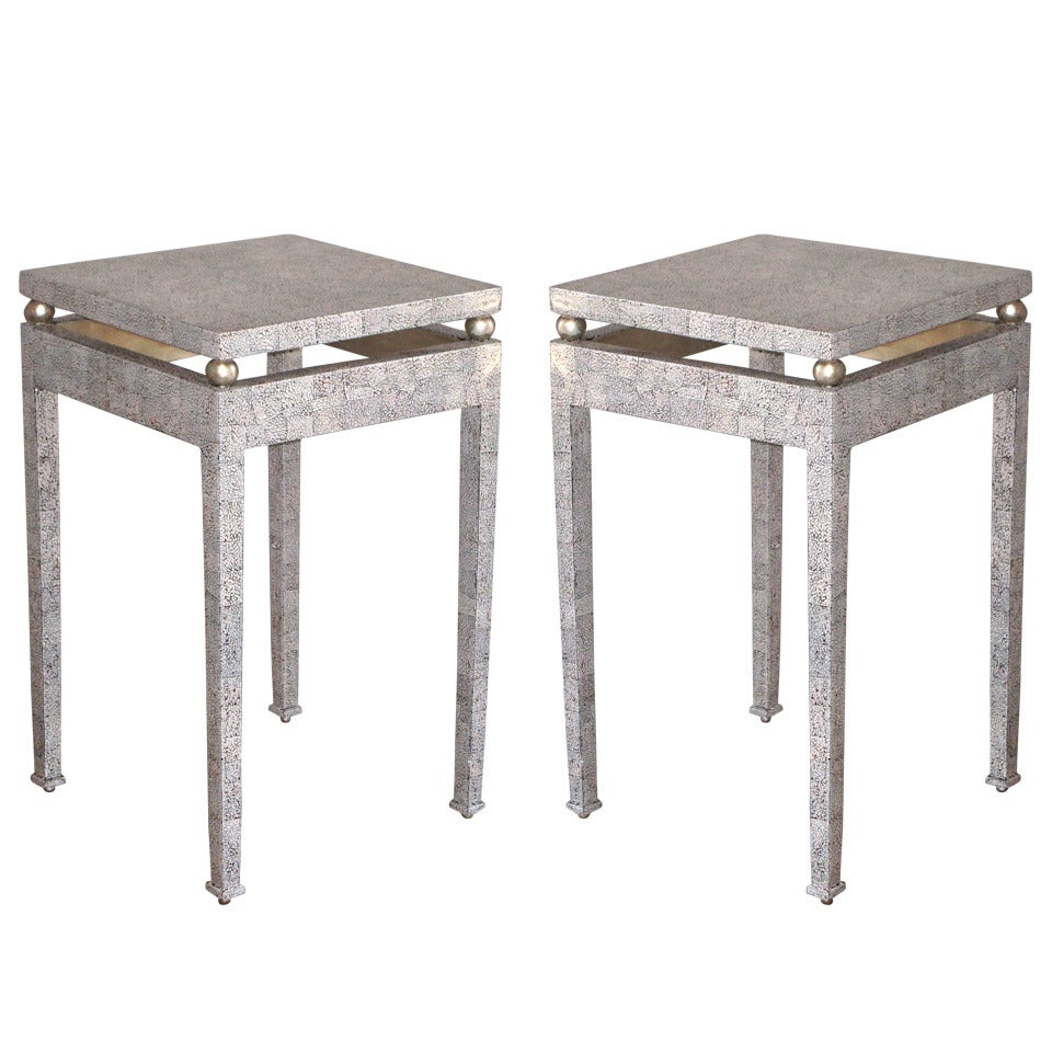 Pair Of Eggshell Lacquered Tables