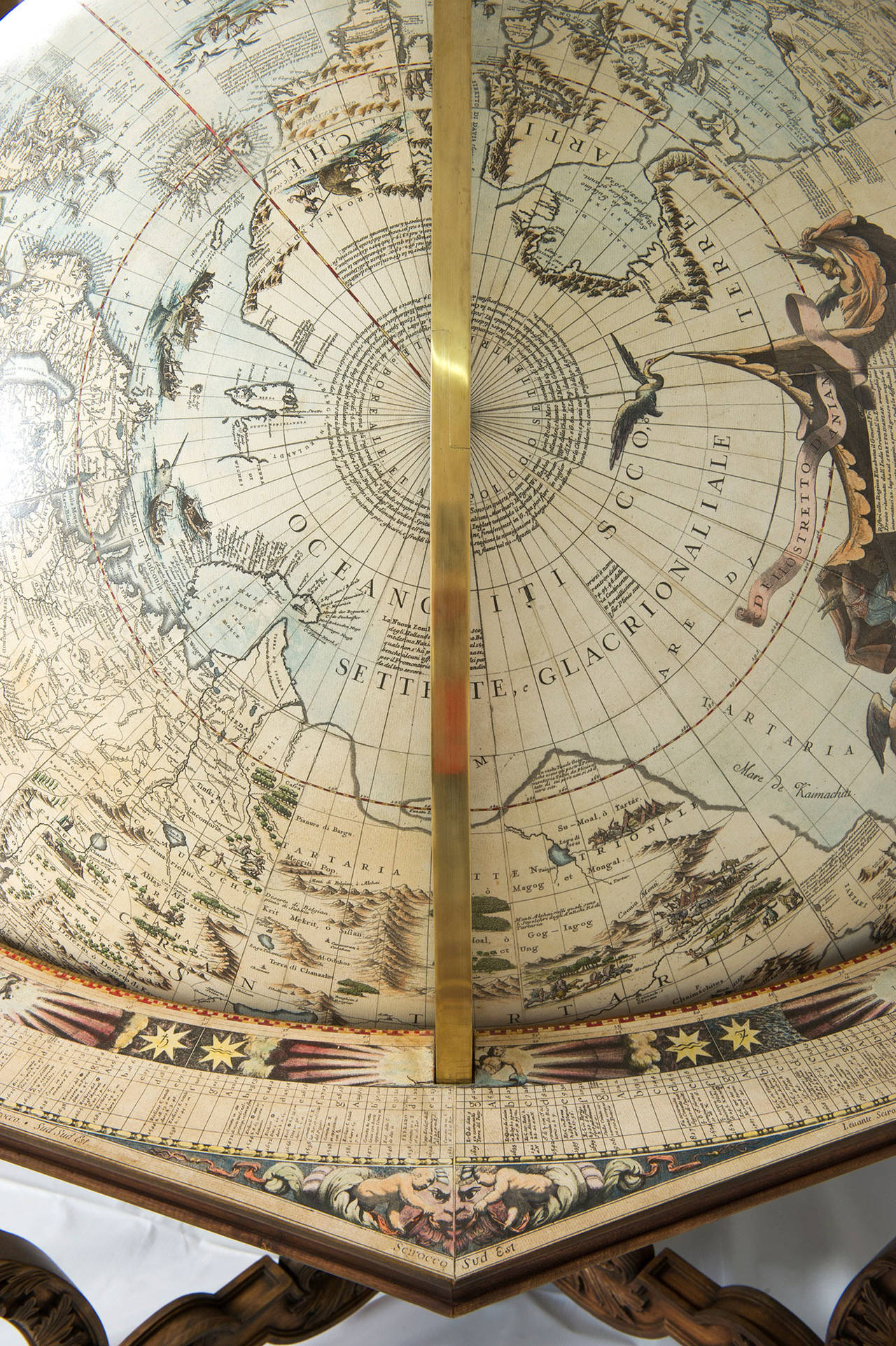 Hand-Carved Coronelli Terrestrial and Celestial Globes