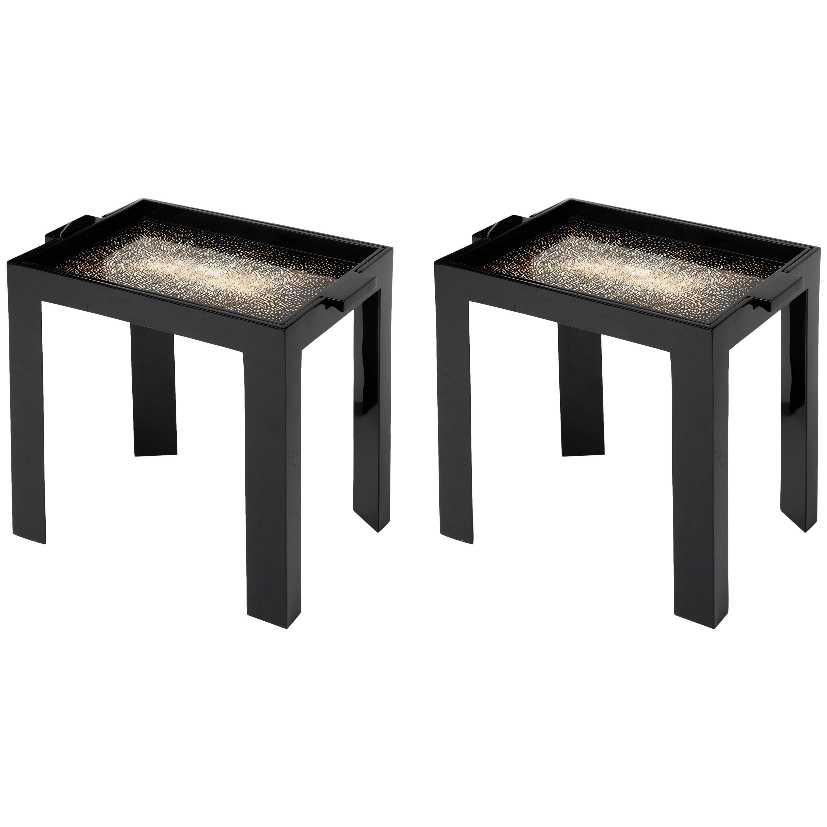 Contemporary Pair of Eggshell and Lacquer Table Trays