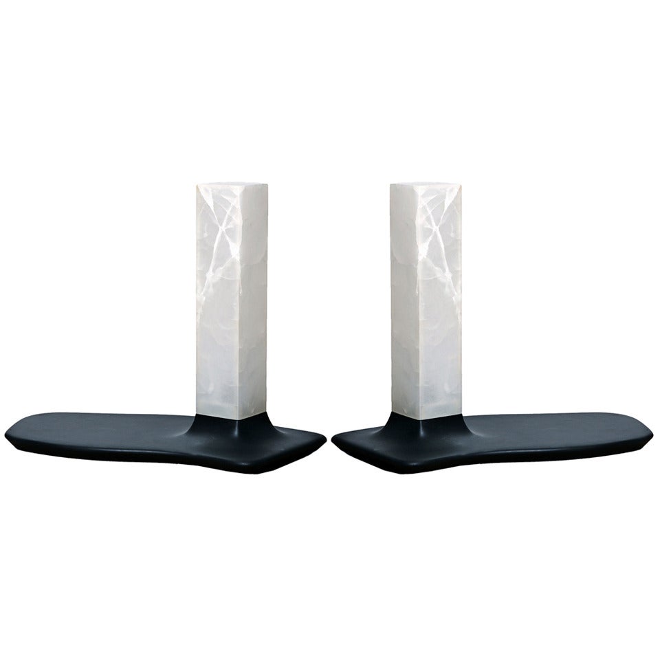 Onyx and Slate Table Lamps by Adrien de Melo For Sale