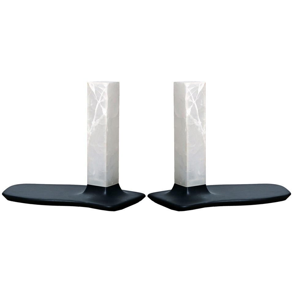 Lampes de table en onyx et ardoise d'Adrien de Melo en vente