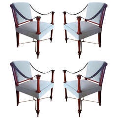 Maison Ramsay Signed Pair of 1940's Neo Classic Pair of Chairs 9