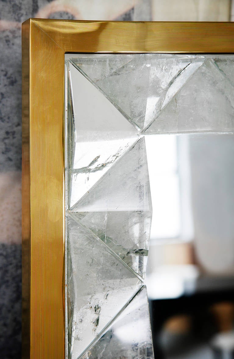 French Mirror with Rock Crystal Frame by Andre Hayat For Sale