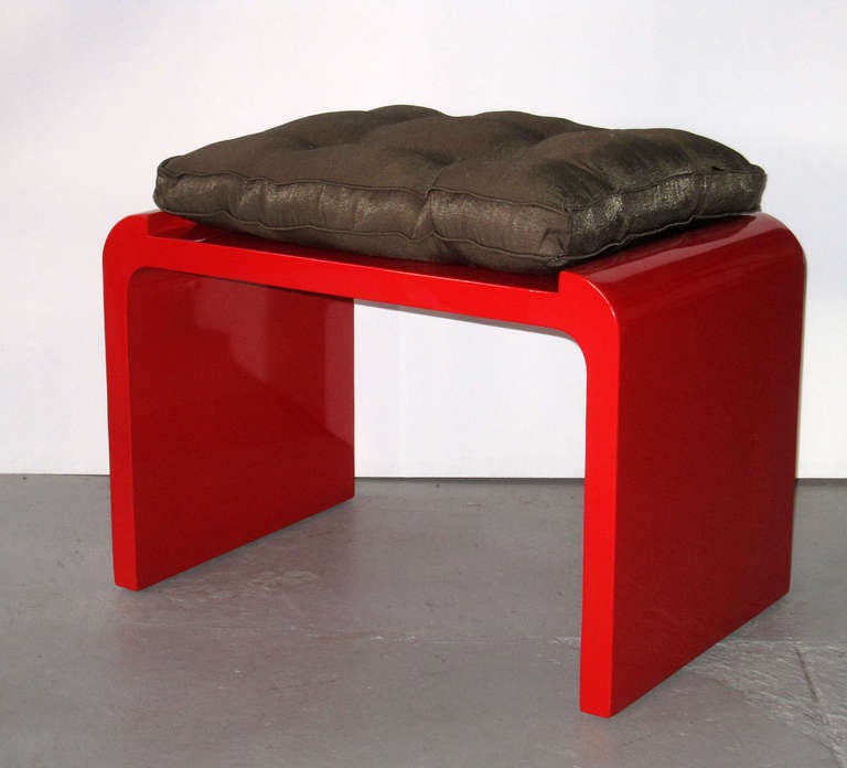 French Pair of Red Lacquer Benches