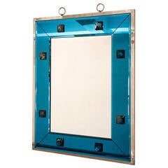 Blue Glass and Rock Crystal Mirror by Andre Hayat 12