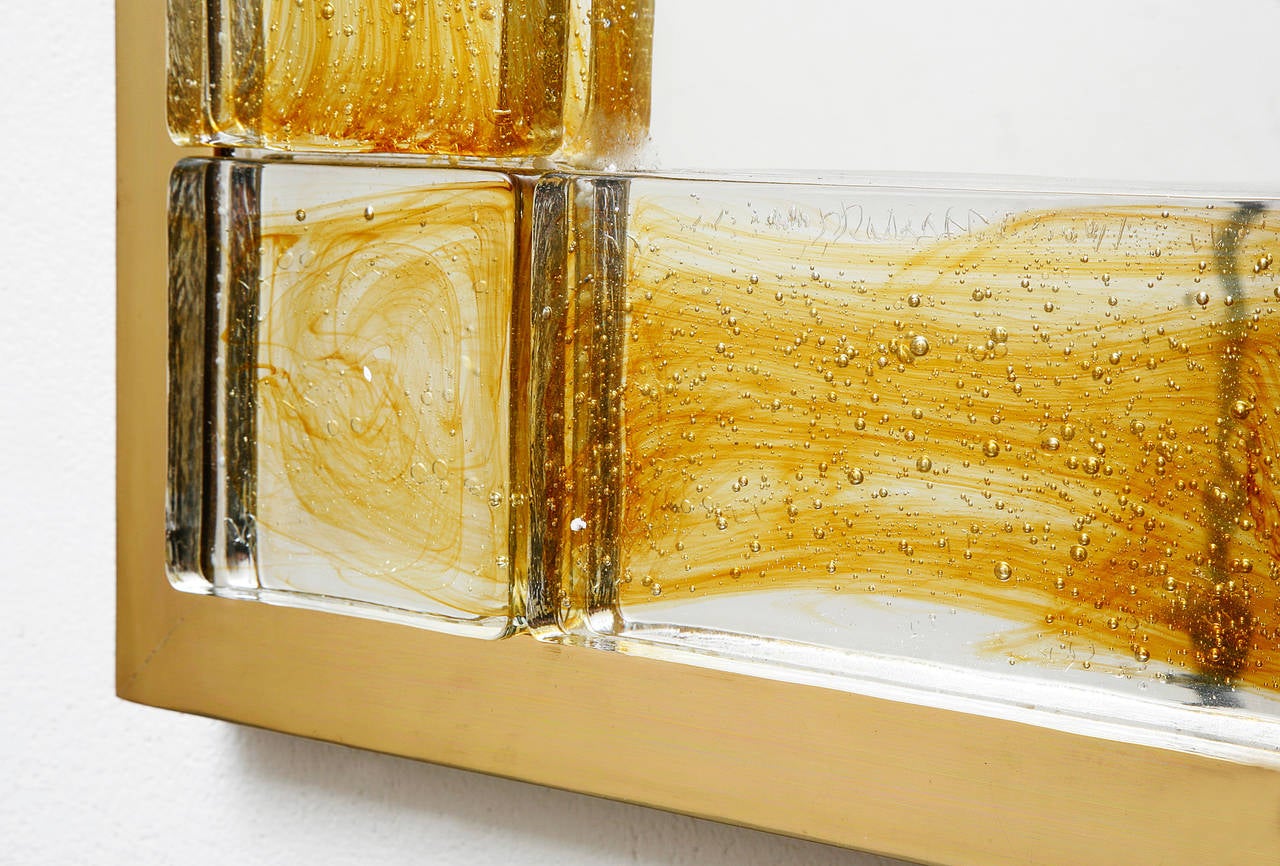 Contemporary Amber Glass Mirror by Andre Hayat
