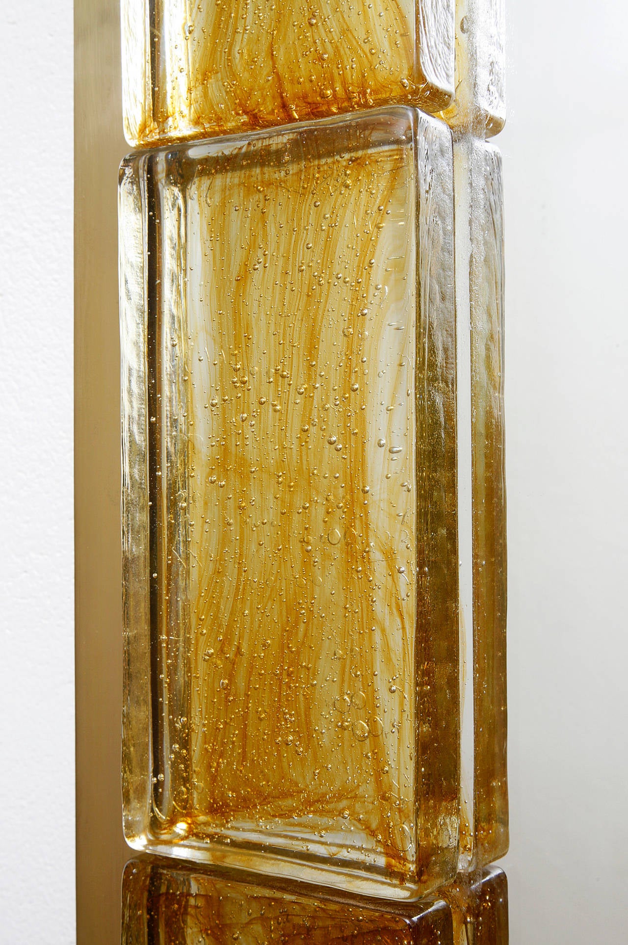Brass Amber Glass Mirror by Andre Hayat