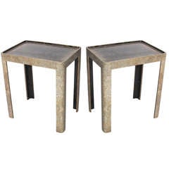 Pair of Side Tables with Extraordinary Eggshell Work