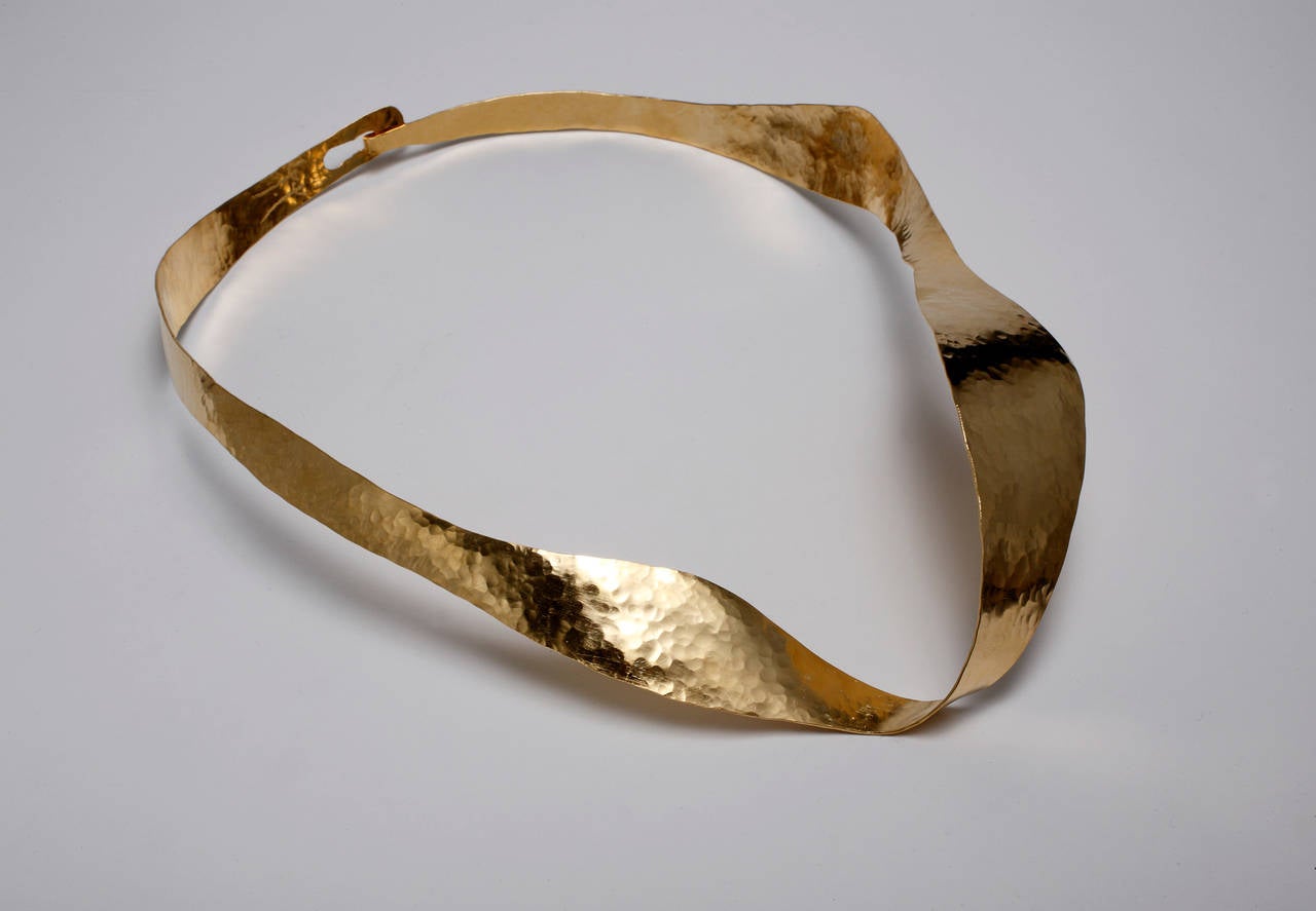 Contemporary Gold Sculpture Necklace by Jacques Jarrige, 2014 For Sale