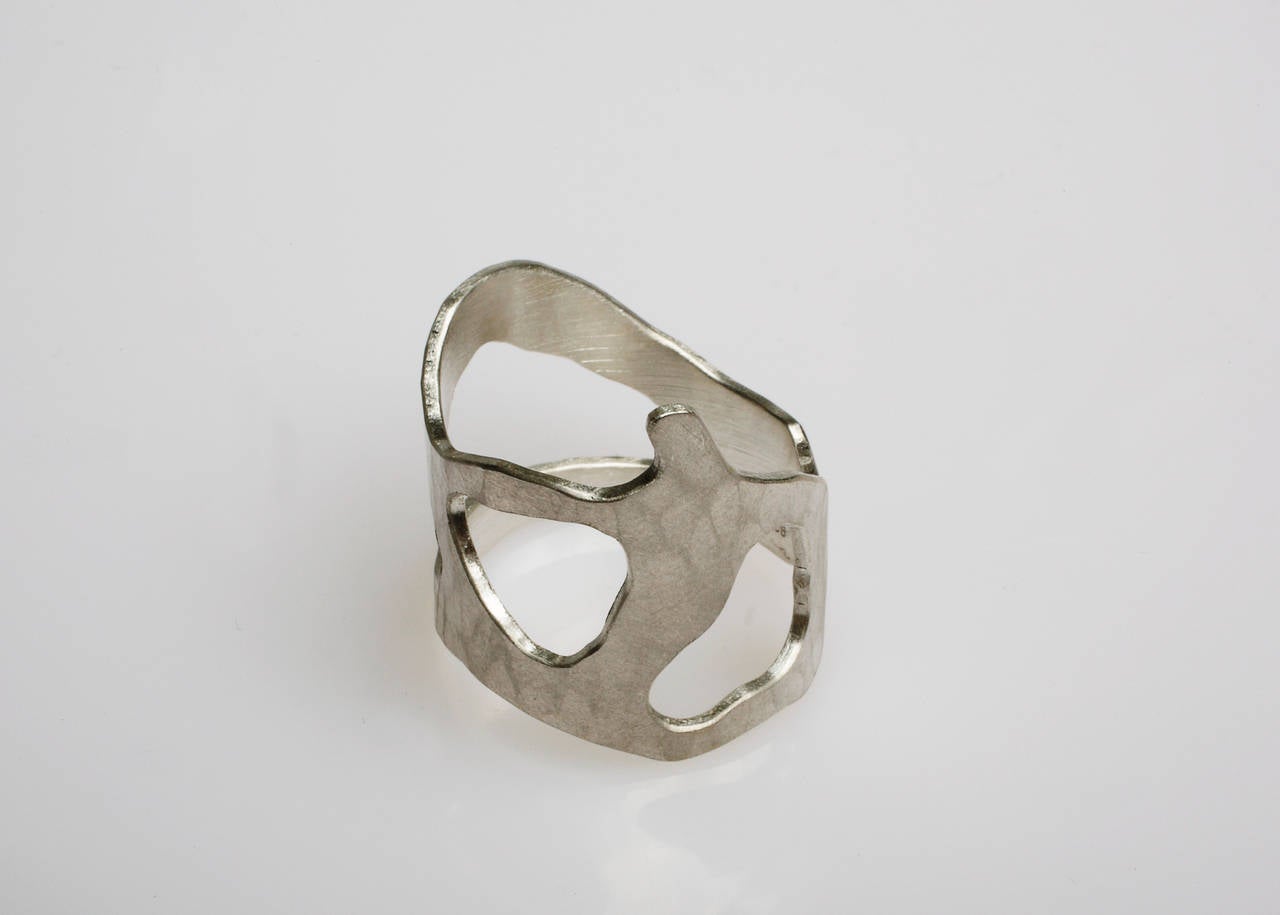 Contemporary Silver Sculpture Ring by Jacques Jarrige, 2014 For Sale