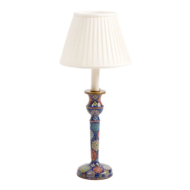 Chinese Cloisonne Candlestick Lamp