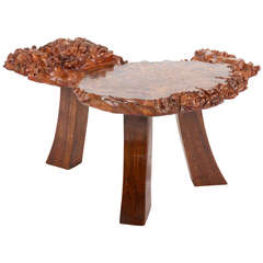Vintage Japanese Burl Wood Table