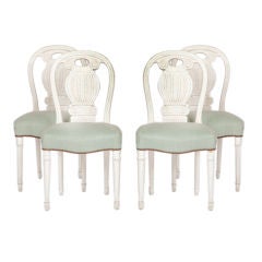 Set of Four French Balloon Back Side Chairs