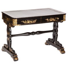 Fine English Early Victorian Lacquered Writing Table