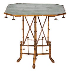 French Napoleon III Faux Bamboo Table