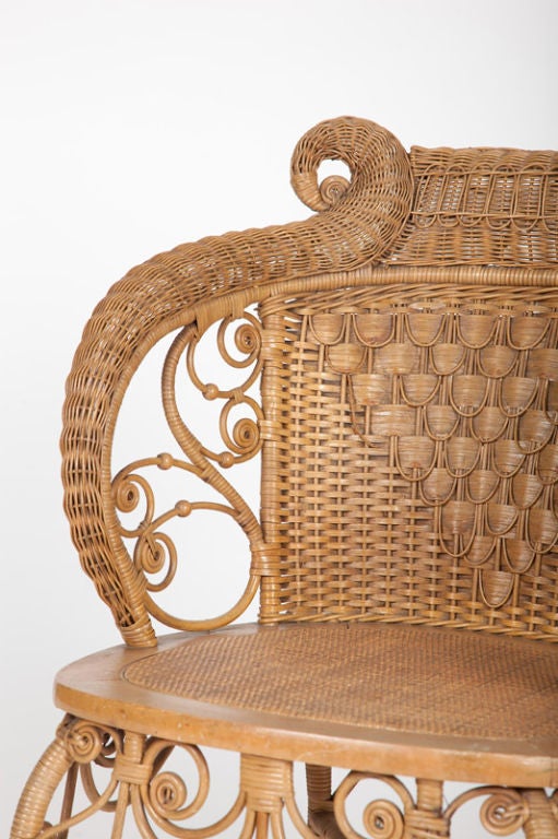 19th Century American Wicker Slipper Chair attributed to Heywood-Wakefield