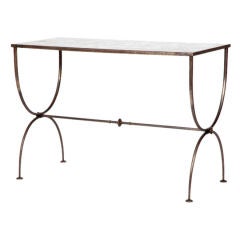 French Modernist Steel and Bronze X-Form Table
