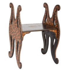 Antique Indian Stool with “Thousand Flowers” Decoration