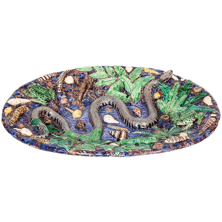 This rare large Palissy ware charger, depicting reptiles, amphibians and crustaceans, is attributed to Charles-Jean Avisseau (1795-1861). Palissy Ware is a nineteenth century term for ceramics produced in the style of the famous sixteenth century