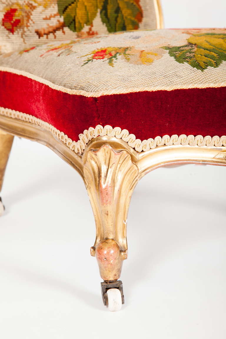 English Victorian Rococo Revival Slipper Chair 1