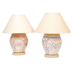 Vintage Pair Of American Ozark Ceramic Vases, Now Lamps