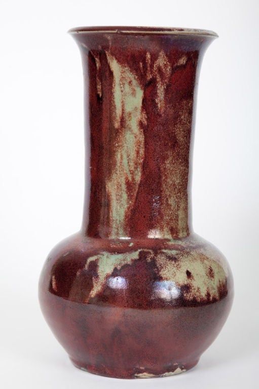 French Art Nouveau Flambe Glazed Vase In Good Condition For Sale In New York, NY