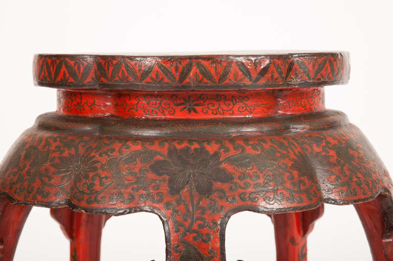 Chinese Qing Lacquered Drum Stool 1