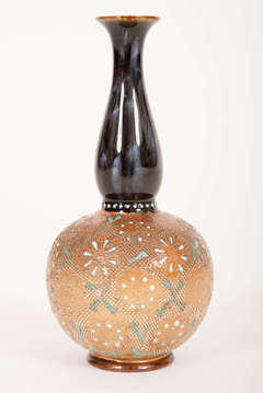 Antique English Doulton Lambeth Stoneware Vase by E. Banfield