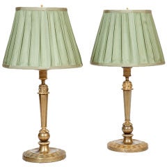 Pair of Large French Charles X Candlesticks now Lamps