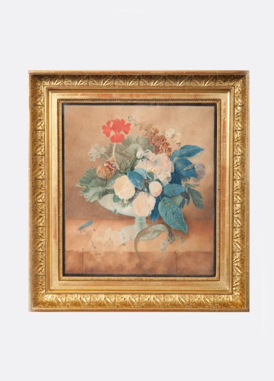 Fine Swiss Watercolor Still Life by Emanuel Steiner