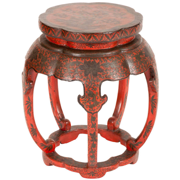 Chinese Qing Lacquered Drum Stool at 1stDibs