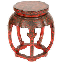 Chinese Qing Lacquered Drum Stool