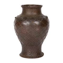 Japanese Meiji Basket Form Baluster Vase, now a Lamp