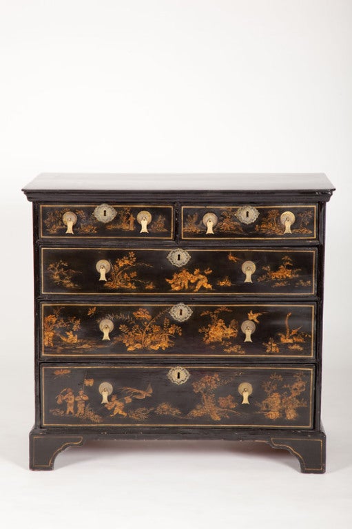 Painted English William and Mary Japanned Chest of Drawers