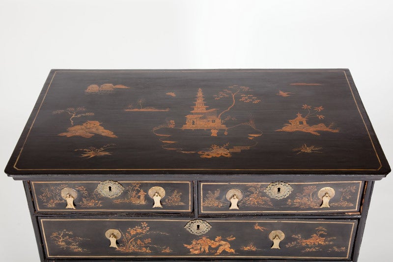 18th Century and Earlier English William and Mary Japanned Chest of Drawers