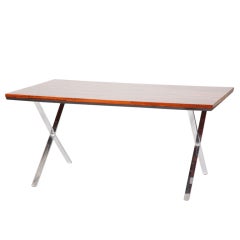 Rosewood and Chrome X-form Writing Table by Jules Heumann